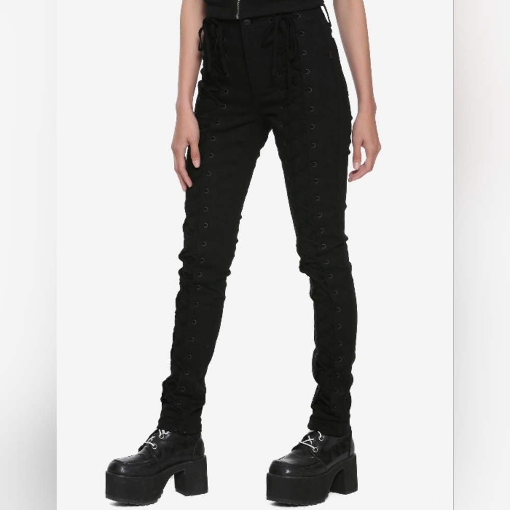 Tripp nyc Lace-Up Front Black Jeans Size 25/1